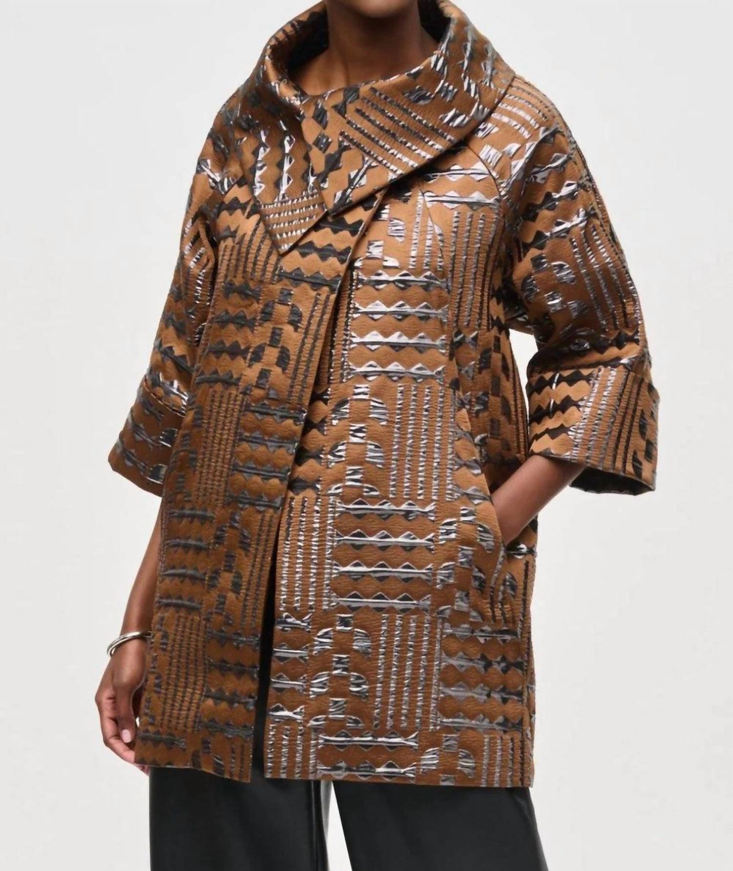 Joseph Ribkoff - Geometric Jacquard Cocoon Coat Jacket