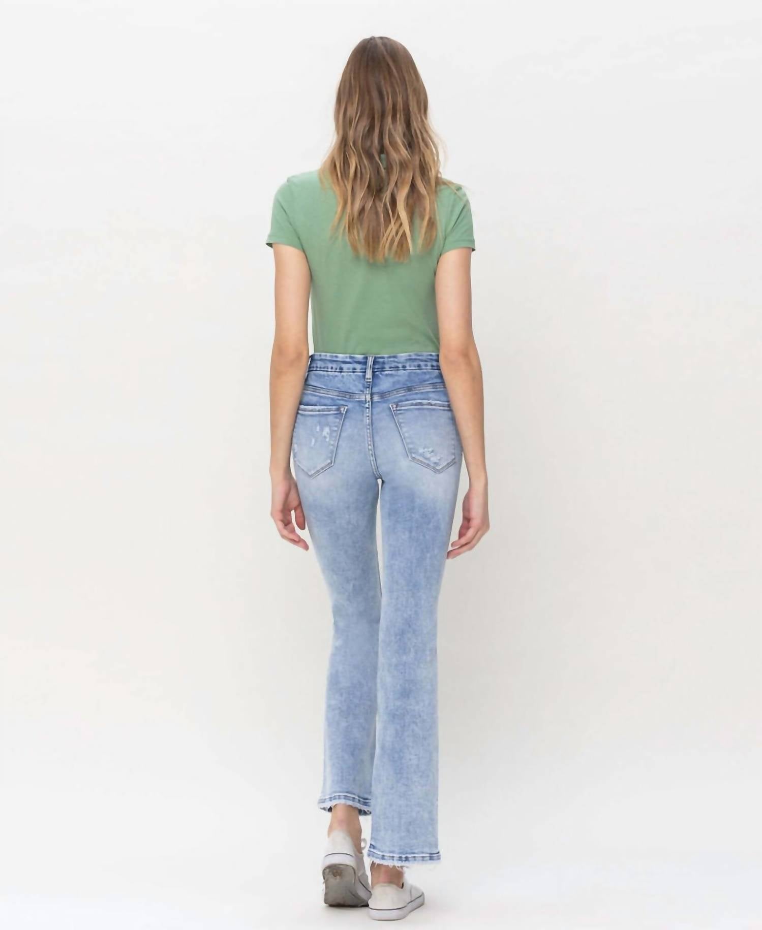 VERVET BY FLYING MONKEY High Rise Boot Cut Jeans in fashionably blue - women's jeans - alternate view