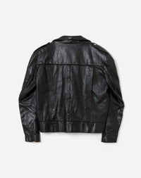 RE/DONE Pre-loved Women's 80s Leather Moto Jacket in black - women's jacket - detail view