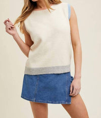 WISHLIST Color Block Sweater Vest in off white combo hoc spring - women's sweater - detail view