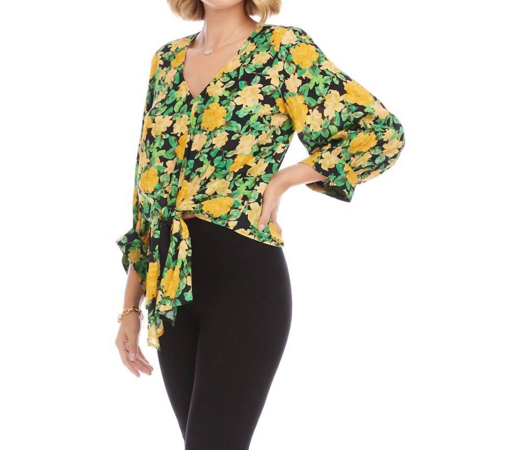 Karen Kane - Blouson Sleeve Tie-Front Top