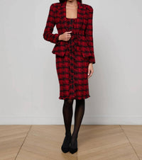 L'Agence Kaisley Tweed Blazer in red black houndstooth - women's jacket - view 4
