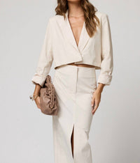 Stillwater Matte Twill Cropped Blazer in stillwater - women's jacket - alternate view