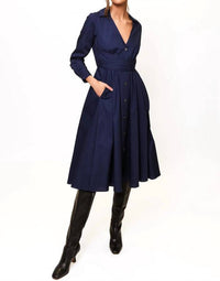 hutch Cora Wrap Midi Dress in navy - women's dress - detail view