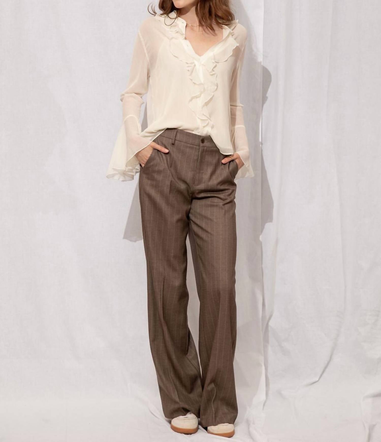 Lucy Paris - Delphine Long Sleeve V-neck Top