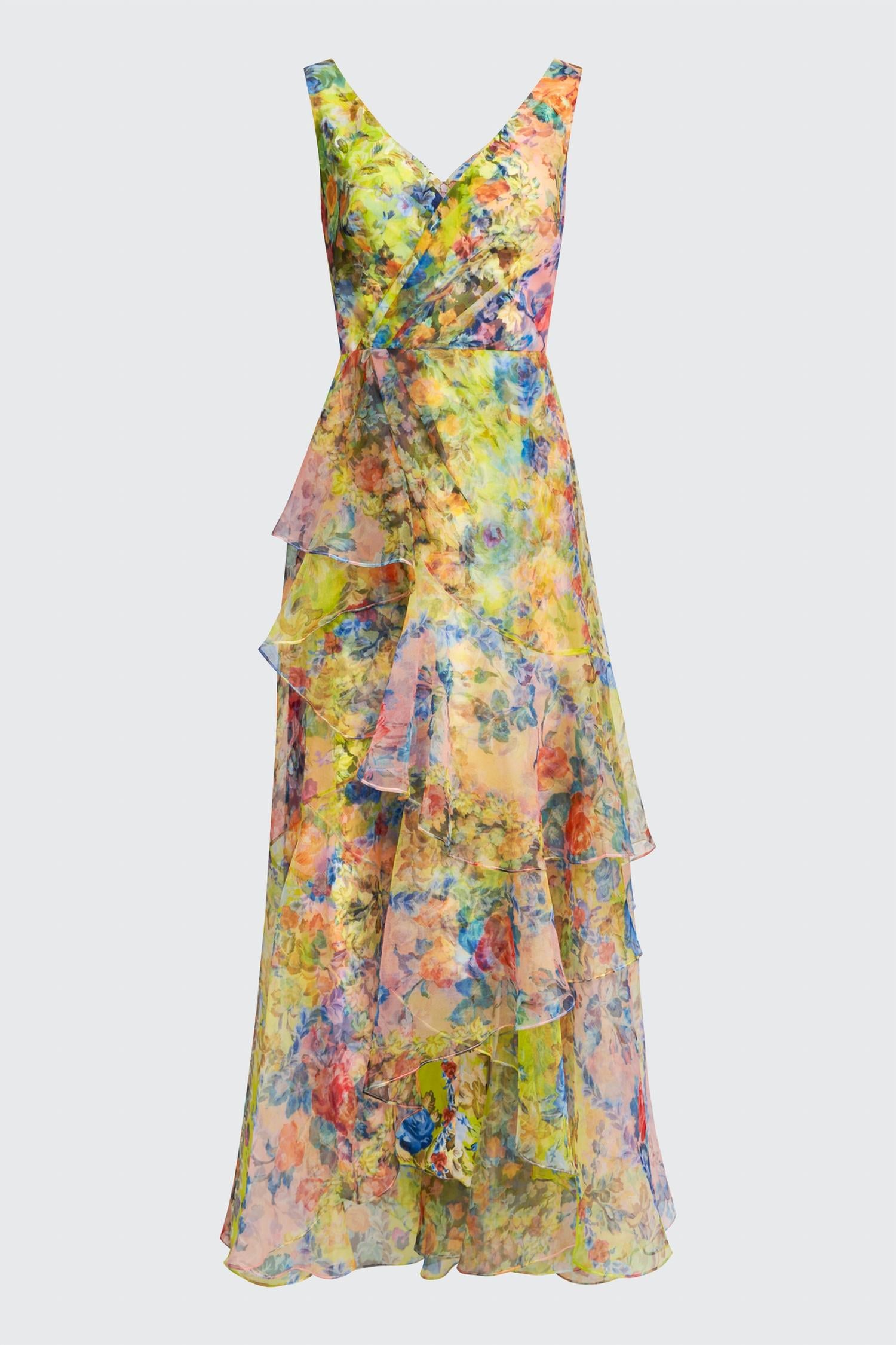 Theia - Mindy Organza V-neck Gown