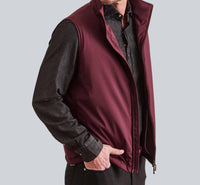 Lanificio Colombo Ranger Front Zip Vest in burgundy - men's item - detail view