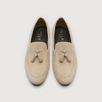 Walk London Women's Trent Tassel Suede Loafer in stone - women's flats - alternate view