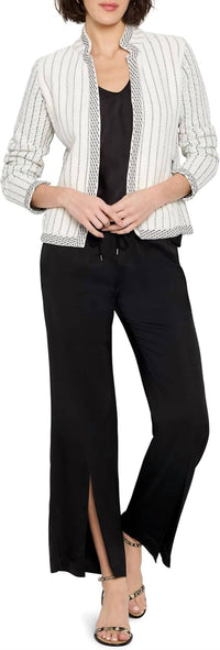Nic + Zoe PINSTRIPE NOTCH COLLAR KNIT JACKET in black multi - women's jacket - view 5