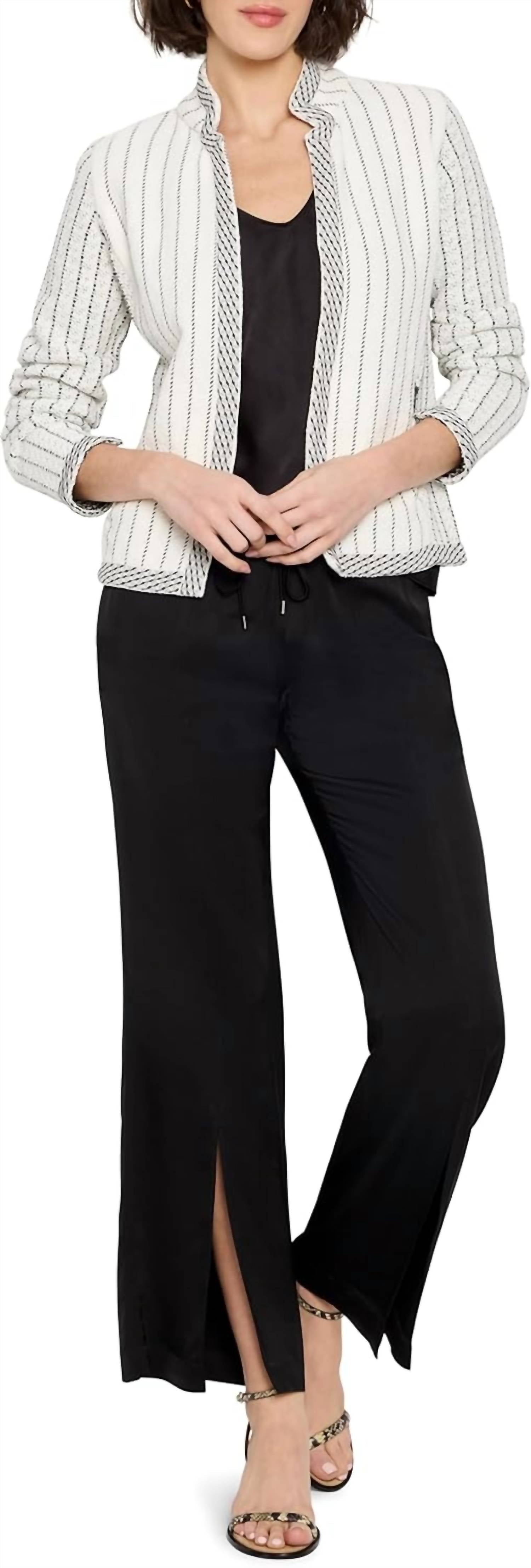 Nic + Zoe PINSTRIPE NOTCH COLLAR KNIT JACKET in black multi - women's jacket - view 5