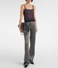 Missoni Sequin Embellished Striped Top in black multi - women's tank top - detail view