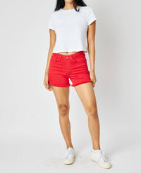 Judy Blue - Mid Rise Garment Dyed Shorts - Plus