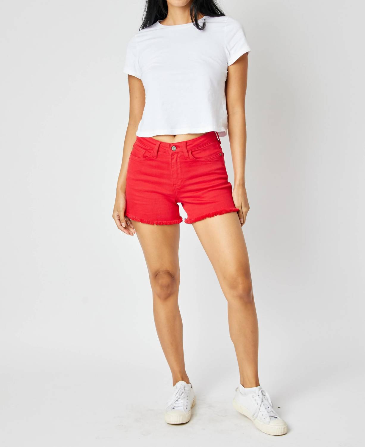 Judy Blue - Mid Rise Garment Dyed Shorts - Plus