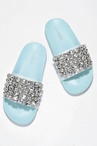 Cape Robbin - Women's Flat Studded Rhinestone Sandal Slides