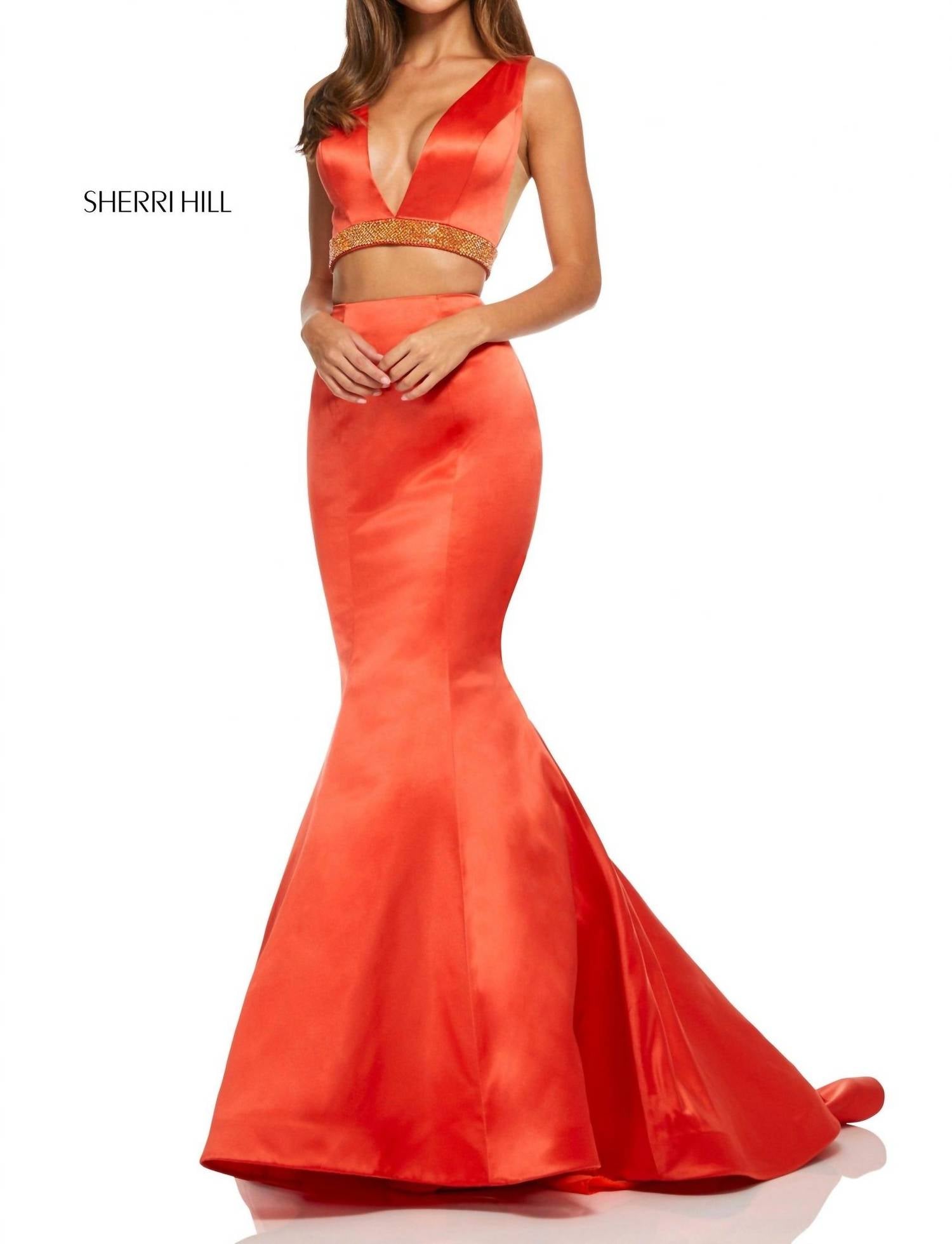 Sherri Hill 2-piece Mermaid Formal Dress in orange - women's dress