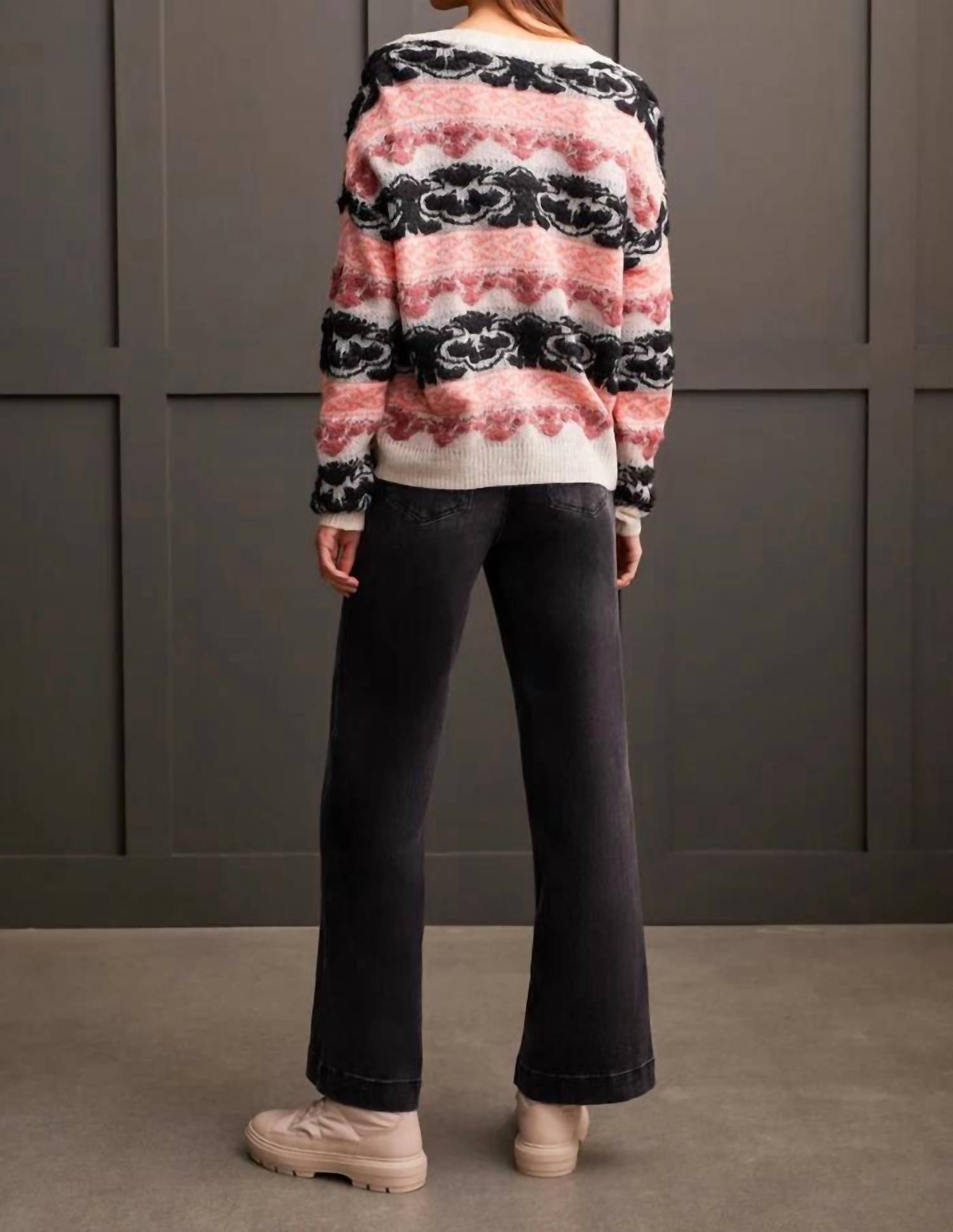 Tribal - Looped Yarn V-neck Sweater
