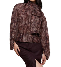 L'Agence Rhett Oversized Blouse in brown etched paisley 1 - women's blouse - view 4