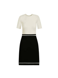 Oscar De La Renta - Short Sleeve Bubble Trim Knit Dress
