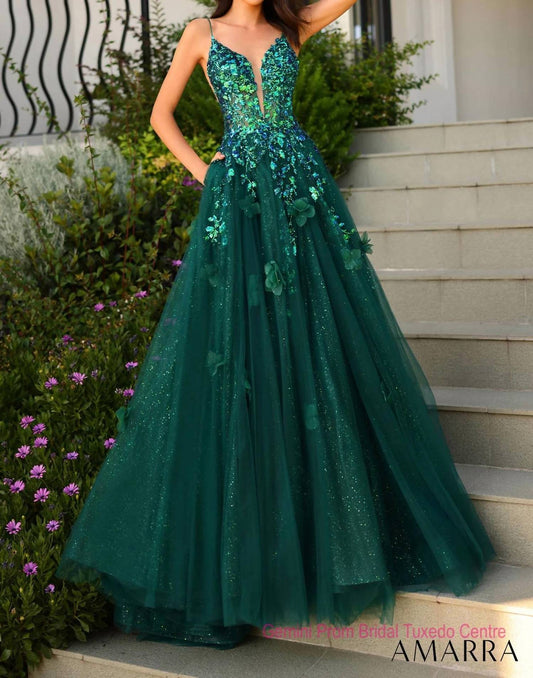 Amarra - 3d Floral Tulle Embellishments Ball Gown