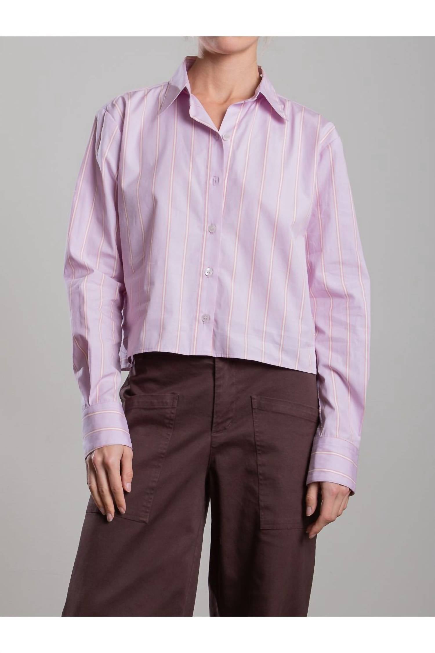 Pharaoh Enzo Japanese Stripe Shirt in lilac - women's shirt