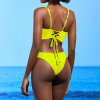 MAAJI Splendour High Leg Bikini Bottom in chartreuse - women's swimwear - alternate view