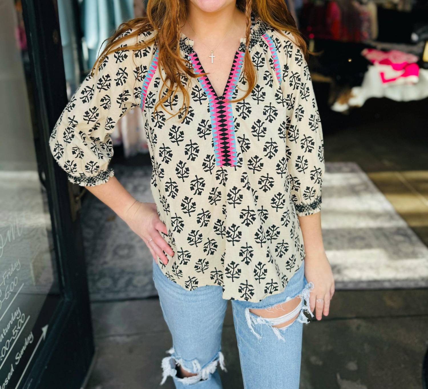 Ivy Jane - Smocked Neck And Sleeves Top