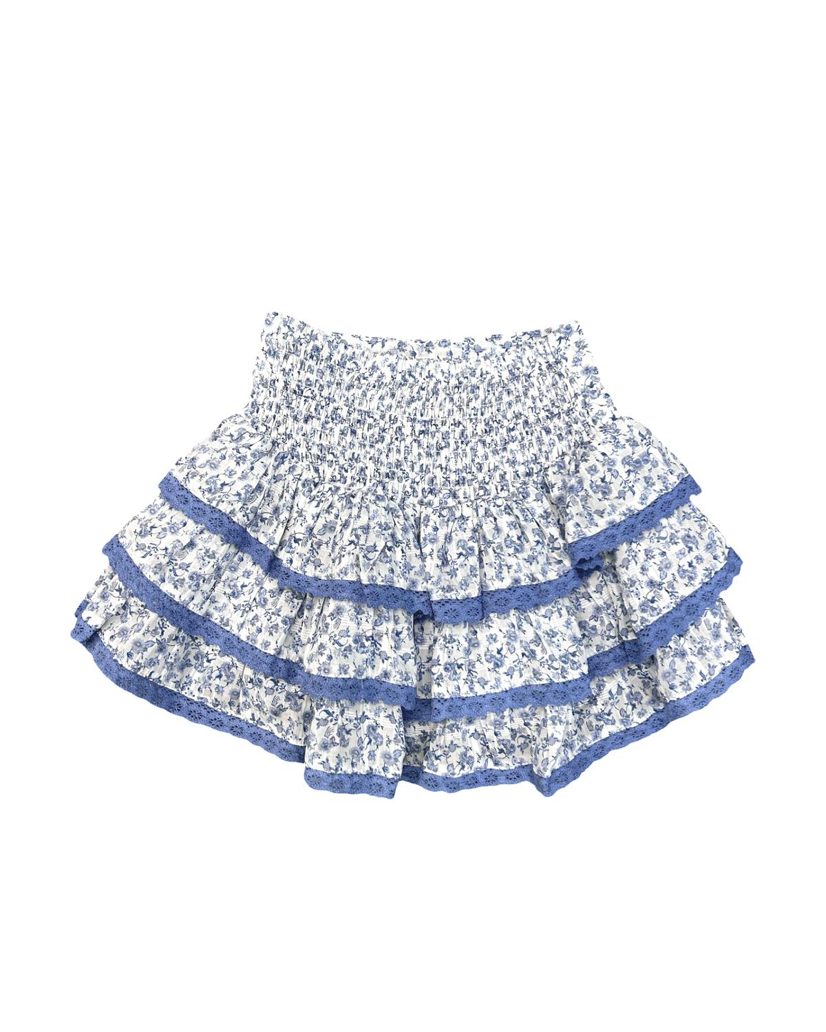 Katie J NYC Girl's Melody Skirt in blue mini toile - kids' skirt - detail view