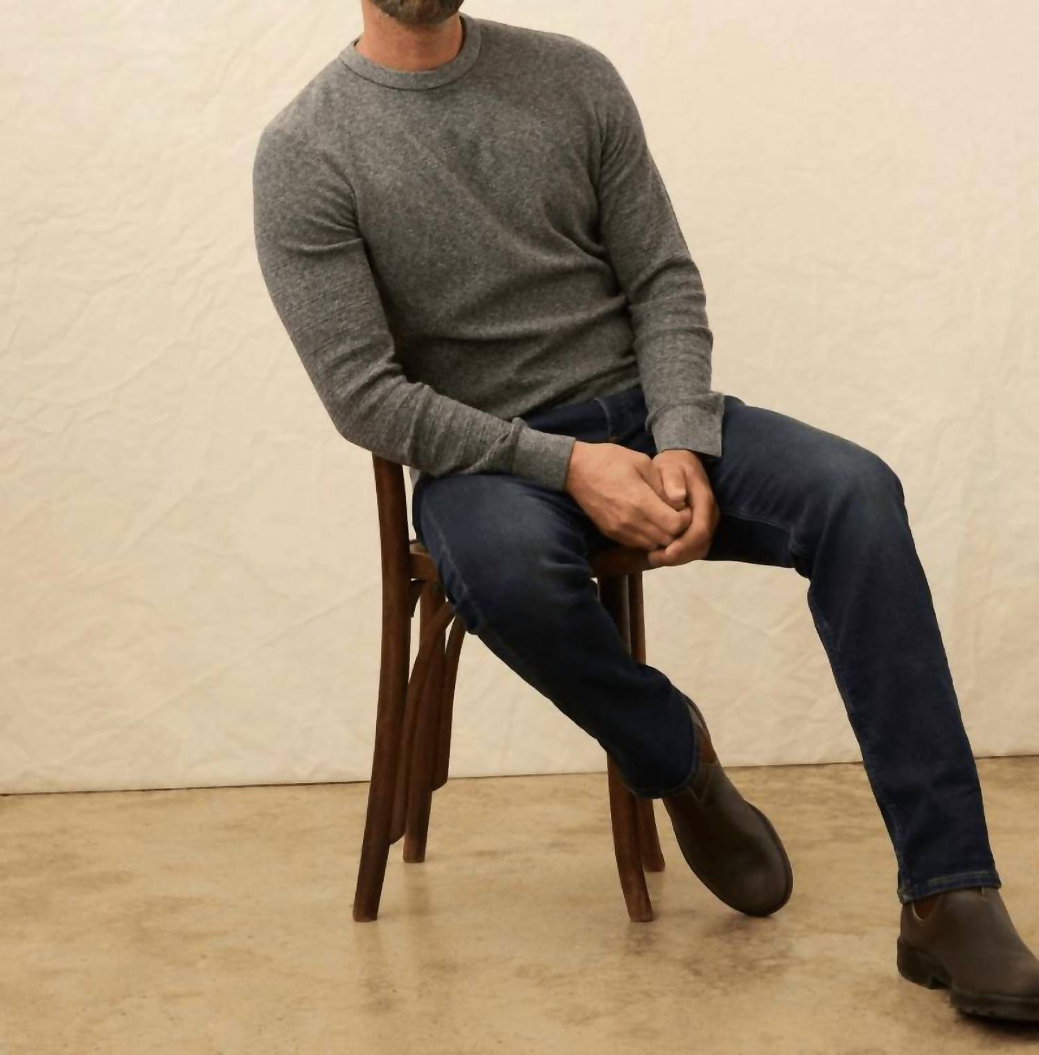 Faherty Jackson Crew Sweater in dark ash feeder 1 - men's long sleeve top - view 4