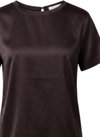 Purotatto Women's Short Sleeve Blouse in black - women's blouse - detail view
