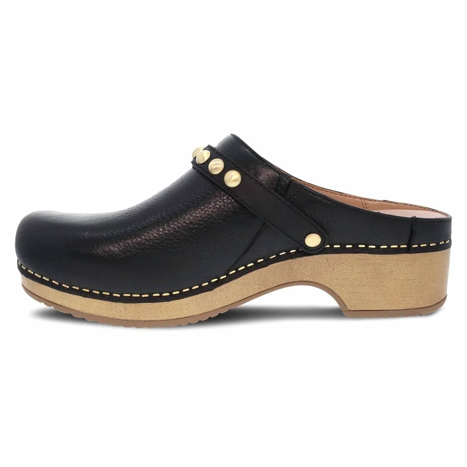 dansko Women's Britton Tumbled Mule in black - women's shoe - detail view