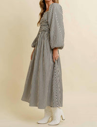 Cloud Ten - Striped Square Neck Midi Dress