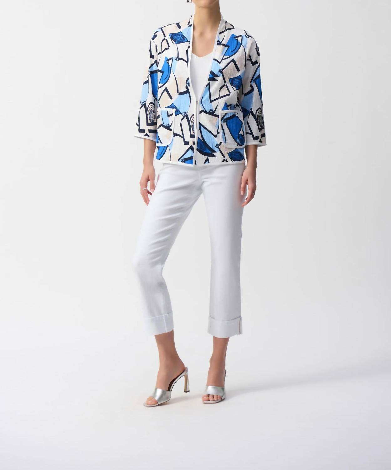Joseph Ribkoff - Geometric Print Crinkled Jacket