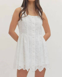 Entro - Scallop Eyelet Sleeveless Mini Dress
