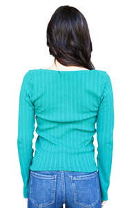 Scala - Lace Long Sleeve U-neckline Top