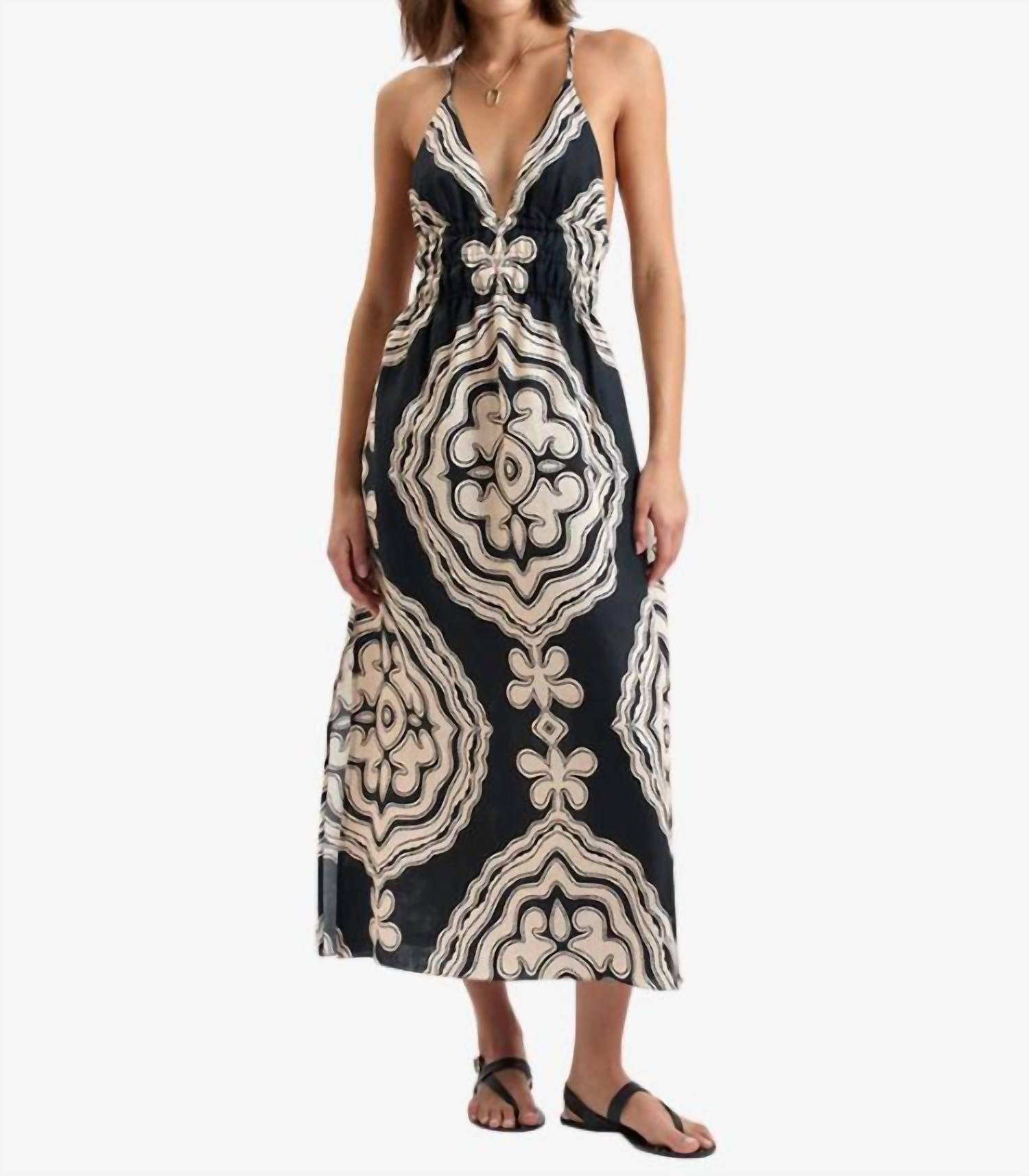LEMLEM Gete Triangle Maxi Dress in niku black - women's dress