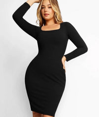Popilush - Shapewear Dress Long Sleeve Midi Dress