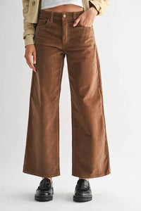 JUST BLACK DENIM Wide Leg Corduroy Pants in khaki - women's pants