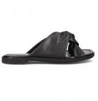 Clarks Women's Reyna Twist Flat Sandal in black synthetic - women's sandal - detail view