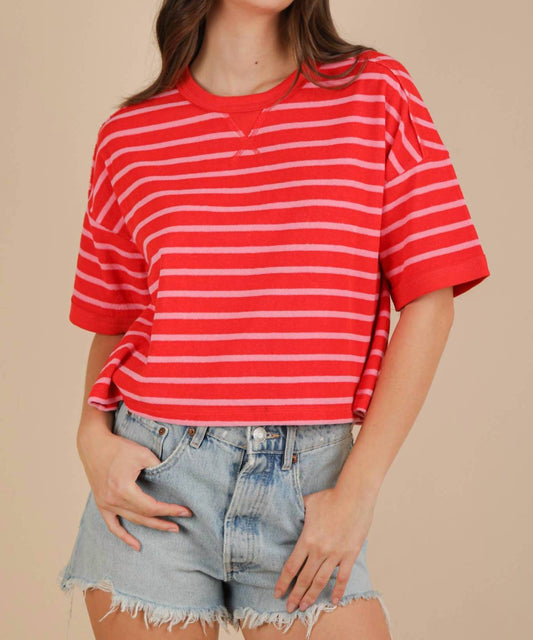 Very J - Oversized Stripe Casual Comfy Knit Top