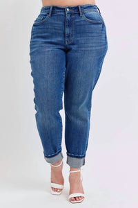Judy Blue - Mid Rise Boyfriend Jeans With Cuff