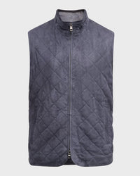 PETER MILLAR Essex Suede Zip Up Vest in grey - men's jacket - view 6