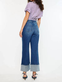 Kancan - HIGH RISE CROP WIDE LEG JEANS
