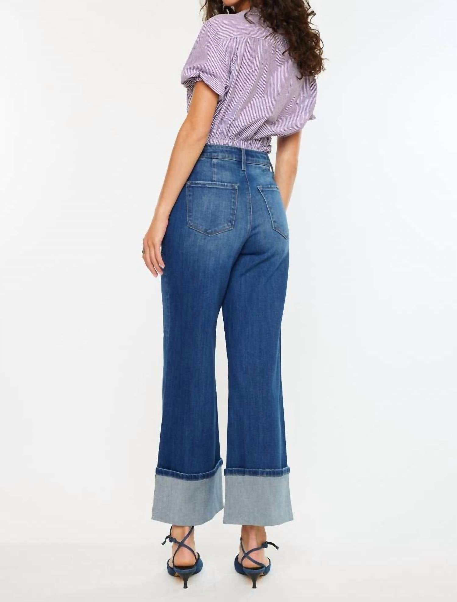 Kancan - HIGH RISE CROP WIDE LEG JEANS