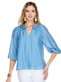 Jade - floral collar blouse