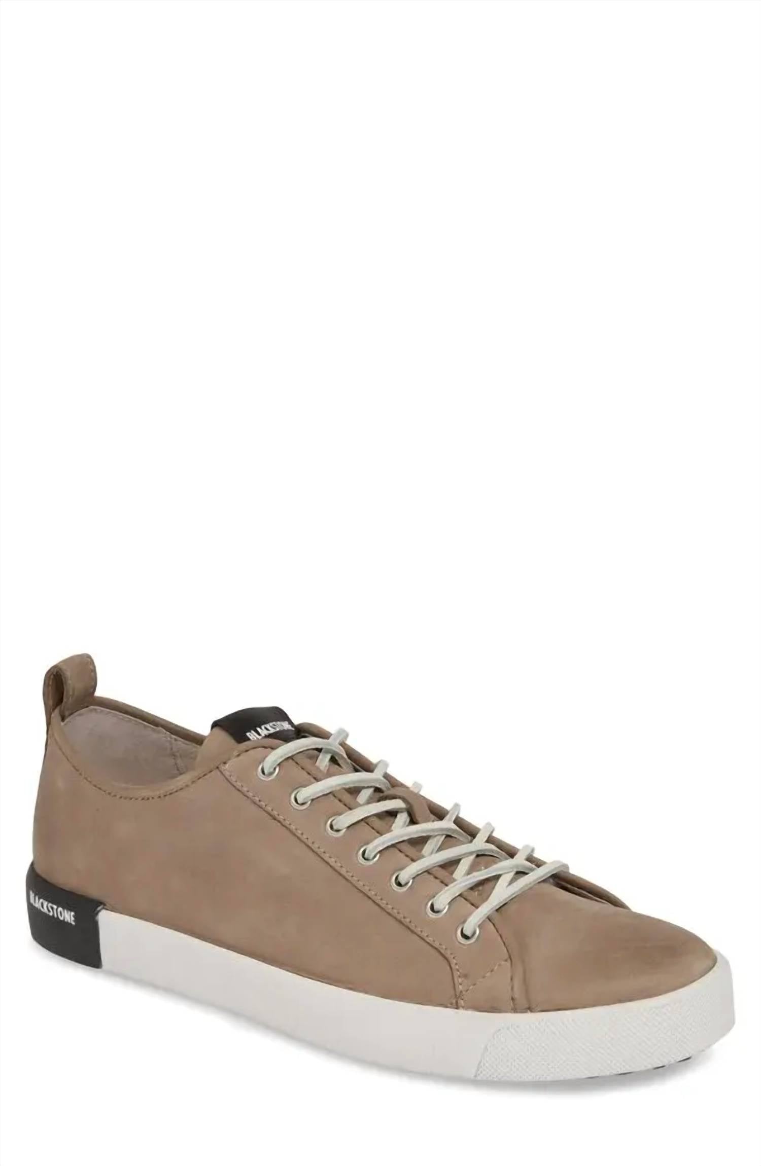 Blackstone Men's Pm66 Low Top Sneaker in fungi silver leather - men's sneaker - detail view