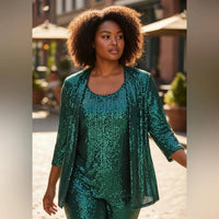 Alex Evenings - Sequin Top And Jacket Set - Plus