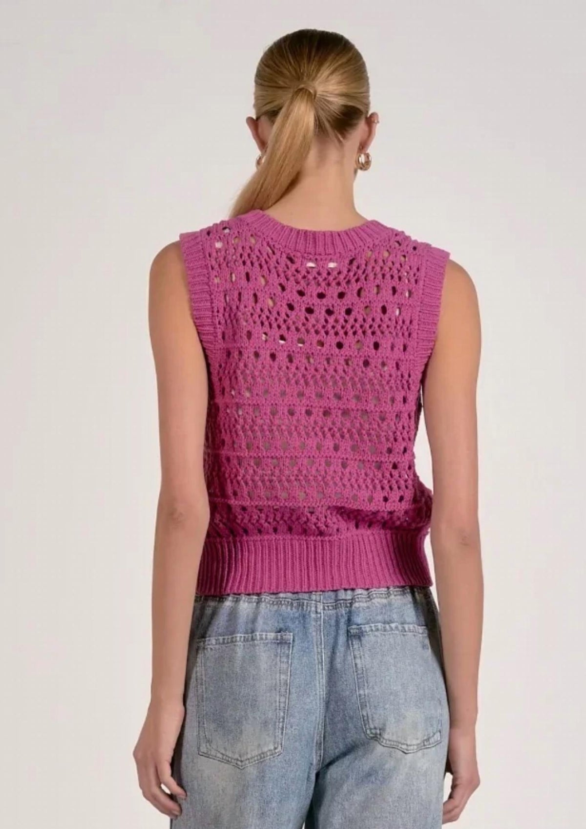 Elan - Daphne Tie Front Sweater Vest