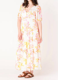 Dex - Summer Floral Flutter Sleeve Tiered Maxi Dress