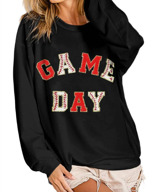 Bibi - Baseball Game Day Patches French Terry Pullover