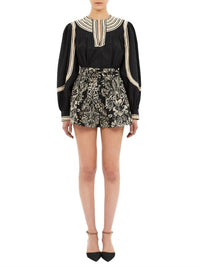 Ulla Johnson Rowan Belted Shorts in noir flora - women's shorts
